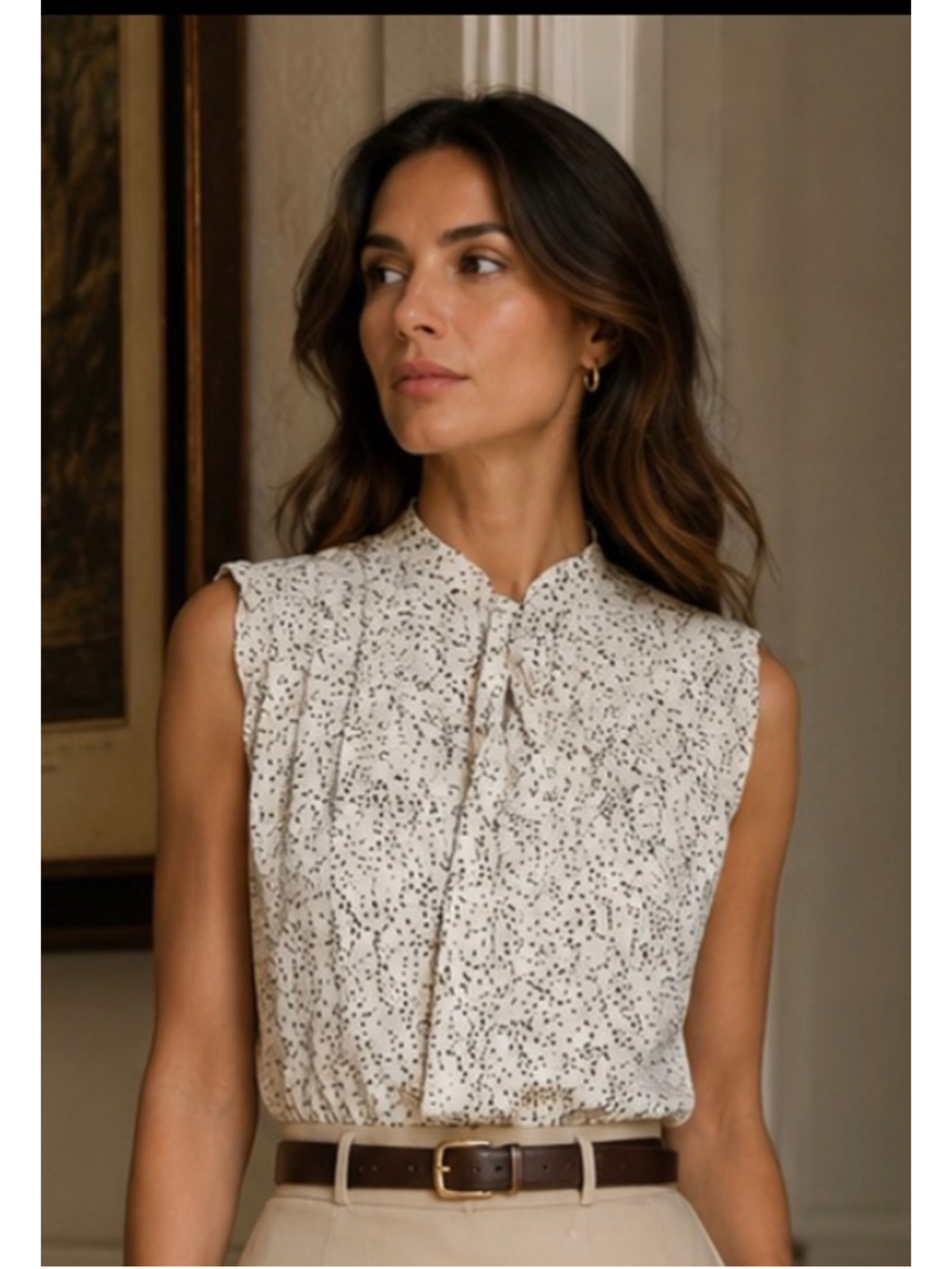A. P. C. Rue Madame Paris Sleeveless Blouse Size S White Black Polka Dot Silk